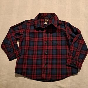 Tea Collection boys 12-18 months plaid button down shirt